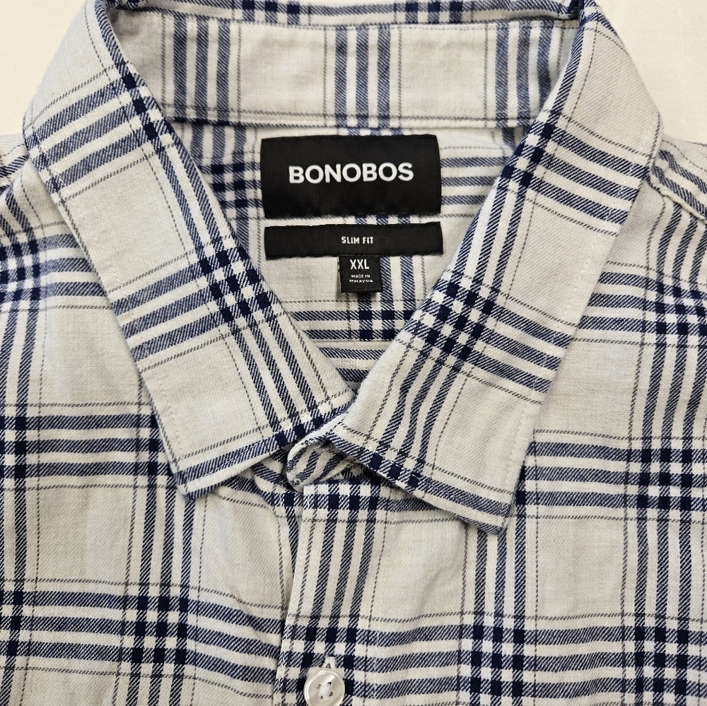 Bonobos Plaid Mens Light Weight Flannel LS Button Down Slim Fit XXL Shirt NWT